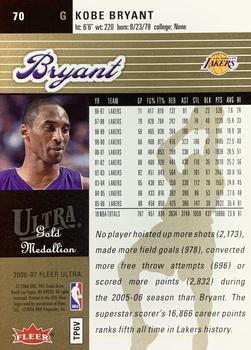 2006-07 Ultra - Gold Medallion #70 Kobe Bryant Back