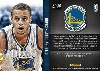 2012-13 Panini Prestige - Inside the Numbers Materials #33 Stephen Curry Back