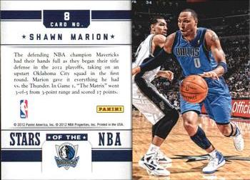 2012-13 Panini Prestige - Stars of the NBA #8 Shawn Marion Back