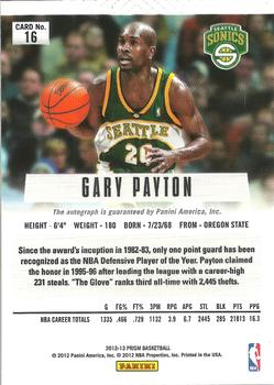 2012-13 Panini Prizm - Autographs #16 Gary Payton Back
