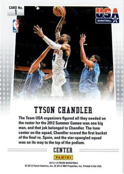 2012-13 Panini Prizm - USA Basketball #1 Tyson Chandler Back