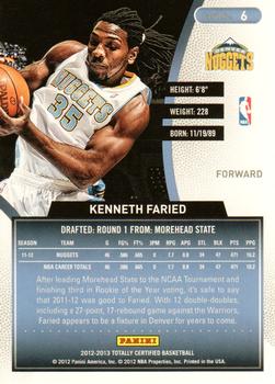 2012-13 Panini Totally Certified - Totally Blue #6 Kenneth Faried Back