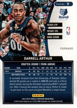 2012-13 Panini Totally Certified - Totally Blue #9 Darrell Arthur Back