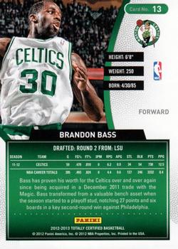 2012-13 Panini Totally Certified - Totally Blue #13 Brandon Bass Back