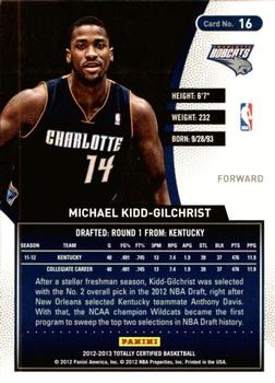 2012-13 Panini Totally Certified - Totally Blue #16 Michael Kidd-Gilchrist Back