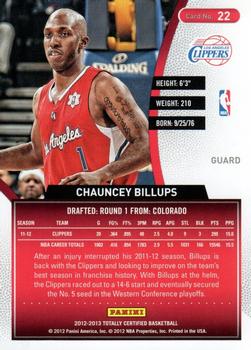 2012-13 Panini Totally Certified - Totally Blue #22 Chauncey Billups Back