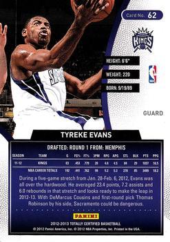 2012-13 Panini Totally Certified - Totally Blue #62 Tyreke Evans Back