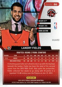 2012-13 Panini Totally Certified - Totally Blue #66 Landry Fields Back