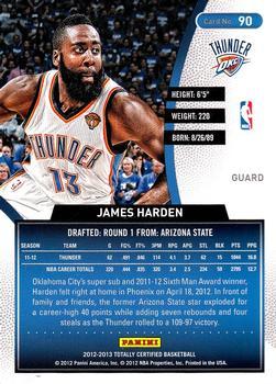 2012-13 Panini Totally Certified - Totally Blue #90 James Harden Back