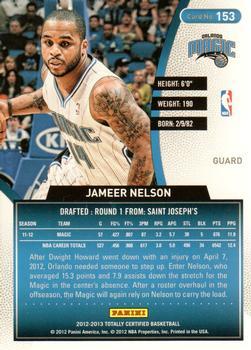 2012-13 Panini Totally Certified - Totally Blue #153 Jameer Nelson Back