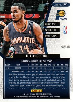 2012-13 Panini Totally Certified - Totally Blue #191 D.J. Augustin Back