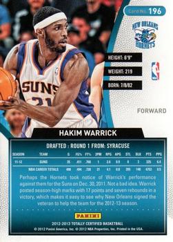 2012-13 Panini Totally Certified - Totally Blue #196 Hakim Warrick Back