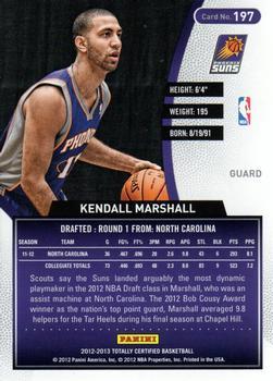 2012-13 Panini Totally Certified - Totally Blue #197 Kendall Marshall Back