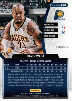 2012-13 Panini Totally Certified - Totally Blue #198 David West Back