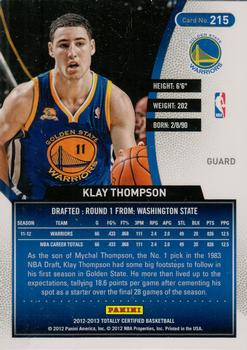 2012-13 Panini Totally Certified - Totally Blue #215 Klay Thompson Back
