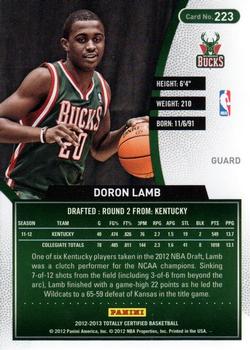 2012-13 Panini Totally Certified - Totally Blue #223 Doron Lamb Back