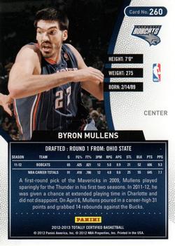 2012-13 Panini Totally Certified - Totally Blue #260 Byron Mullens Back