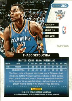 2012-13 Panini Totally Certified - Totally Blue #283 Thabo Sefolosha Back