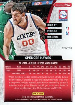 2012-13 Panini Totally Certified - Totally Blue #294 Spencer Hawes Back