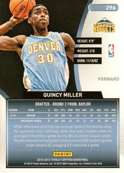 2012-13 Panini Totally Certified - Totally Blue #296 Quincy Miller Back