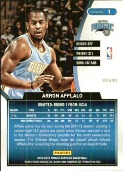 2012-13 Panini Totally Certified - Totally Gold #1 Arron Afflalo Back