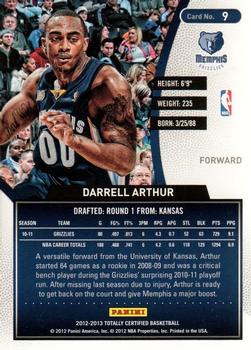2012-13 Panini Totally Certified - Totally Gold #9 Darrell Arthur Back