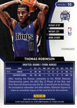 2012-13 Panini Totally Certified - Totally Gold #10 Thomas Robinson Back