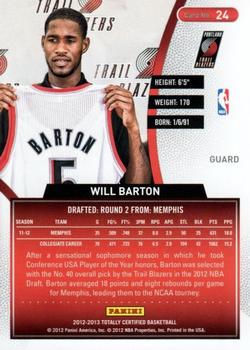 2012-13 Panini Totally Certified - Totally Gold #24 Will Barton Back