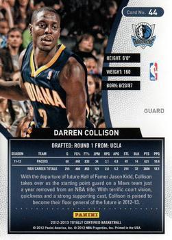 2012-13 Panini Totally Certified - Totally Gold #44 Darren Collison Back