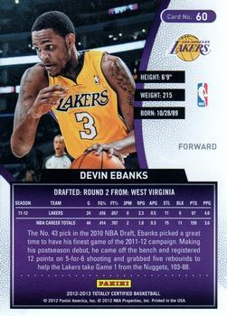 2012-13 Panini Totally Certified - Totally Gold #60 Devin Ebanks Back