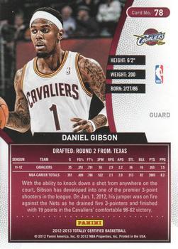 2012-13 Panini Totally Certified - Totally Gold #78 Daniel Gibson Back