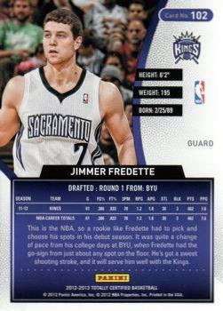 2012-13 Panini Totally Certified - Totally Gold #102 Jimmer Fredette Back