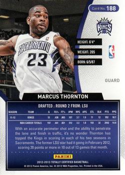 2012-13 Panini Totally Certified - Totally Gold #188 Marcus Thornton Back