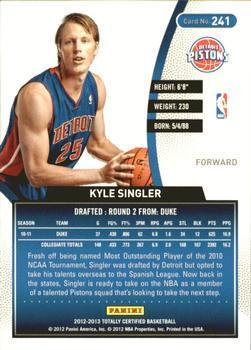 2012-13 Panini Totally Certified - Totally Gold #241 Kyle Singler Back