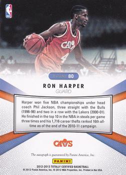 2012-13 Panini Totally Certified - Totally Gold Signatures #80 Ron Harper Back