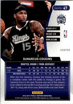 2012-13 Panini Totally Certified - Totally Red #47 DeMarcus Cousins Back