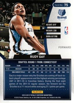 2012-13 Panini Totally Certified - Totally Red #75 Rudy Gay Back