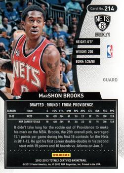 2012-13 Panini Totally Certified - Totally Red #214 MarShon Brooks Back