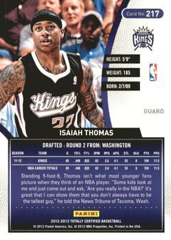 2012-13 Panini Totally Certified - Totally Red #217 Isaiah Thomas Back