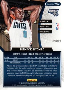 2012-13 Panini Totally Certified - Totally Red #232 Bismack Biyombo Back