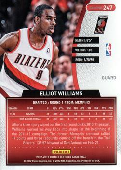 2012-13 Panini Totally Certified - Totally Red #247 Elliot Williams Back