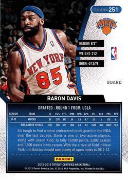 2012-13 Panini Totally Certified - Totally Red #251 Baron Davis Back