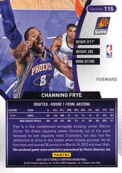 2012-13 Panini Totally Certified - Totally Red Memorabilia #115 Channing Frye Back