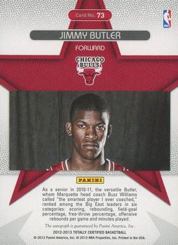 2012-13 Panini Totally Certified - Rookie Roll Call Autographs #73 Jimmy Butler Back