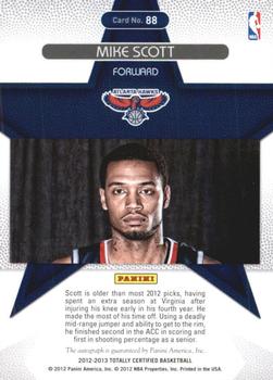 2012-13 Panini Totally Certified - Rookie Roll Call Autographs #88 Mike Scott Back