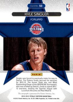 2012-13 Panini Totally Certified - Rookie Roll Call Autographs Red #50 Kyle Singler Back