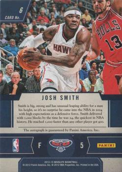 2012-13 Panini Absolute - Frequent Flyer Autographs #6 Josh Smith Back