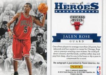 2012-13 Panini Absolute - Heroes Autographs #48 Jalen Rose Back