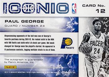 2012-13 Panini Absolute - Iconic Autographs #12 Paul George Back