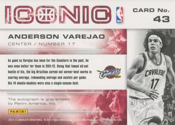 2012-13 Panini Absolute - Iconic Autographs #43 Anderson Varejao Back